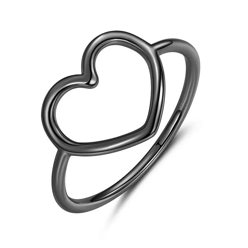 hjärtformad ring, s925, svart