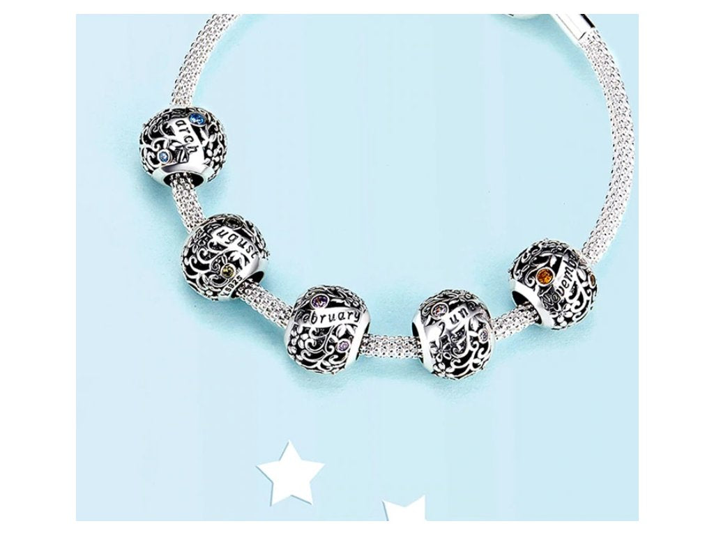 Beads, månadsstenar Jan-Dec, Silver 925
