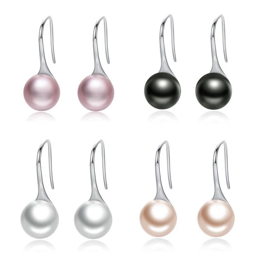Eleganta pärlor, vit, svart, rosa, guld, örhängen, S925