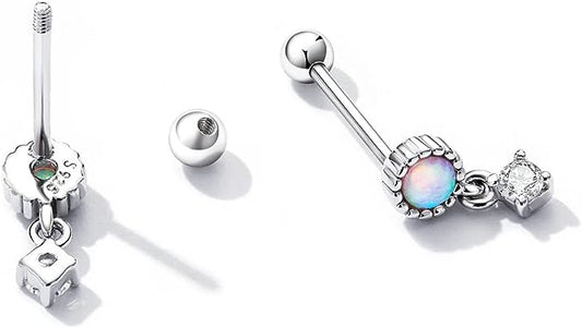 Opal örhängen med skruv funktion, silver 925