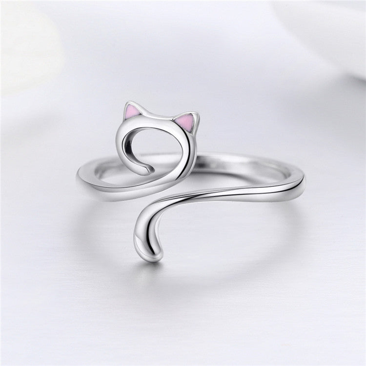 öppen ring, katt med rosa öron, elegant stil