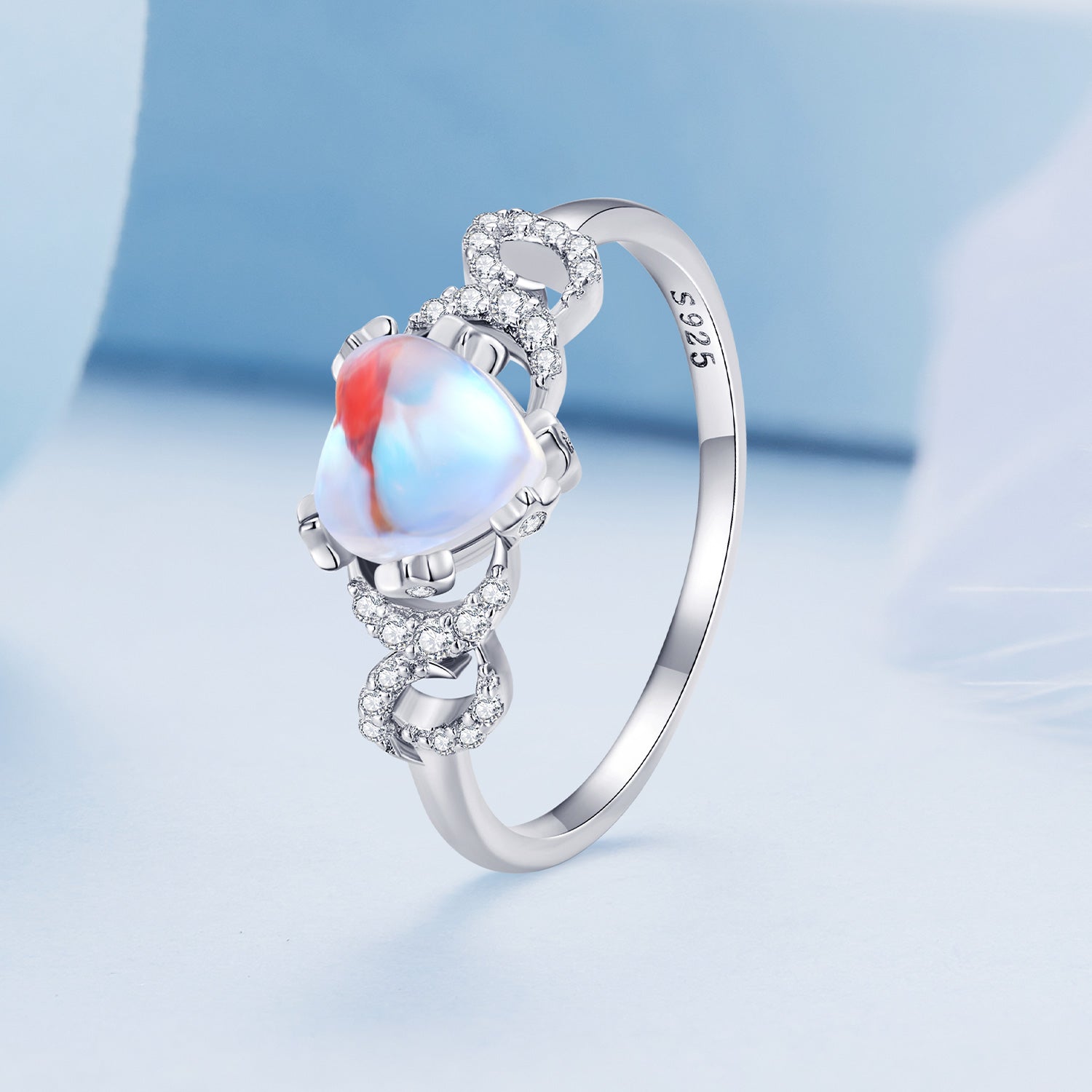 hjärt opal ring elegant med cz stenar